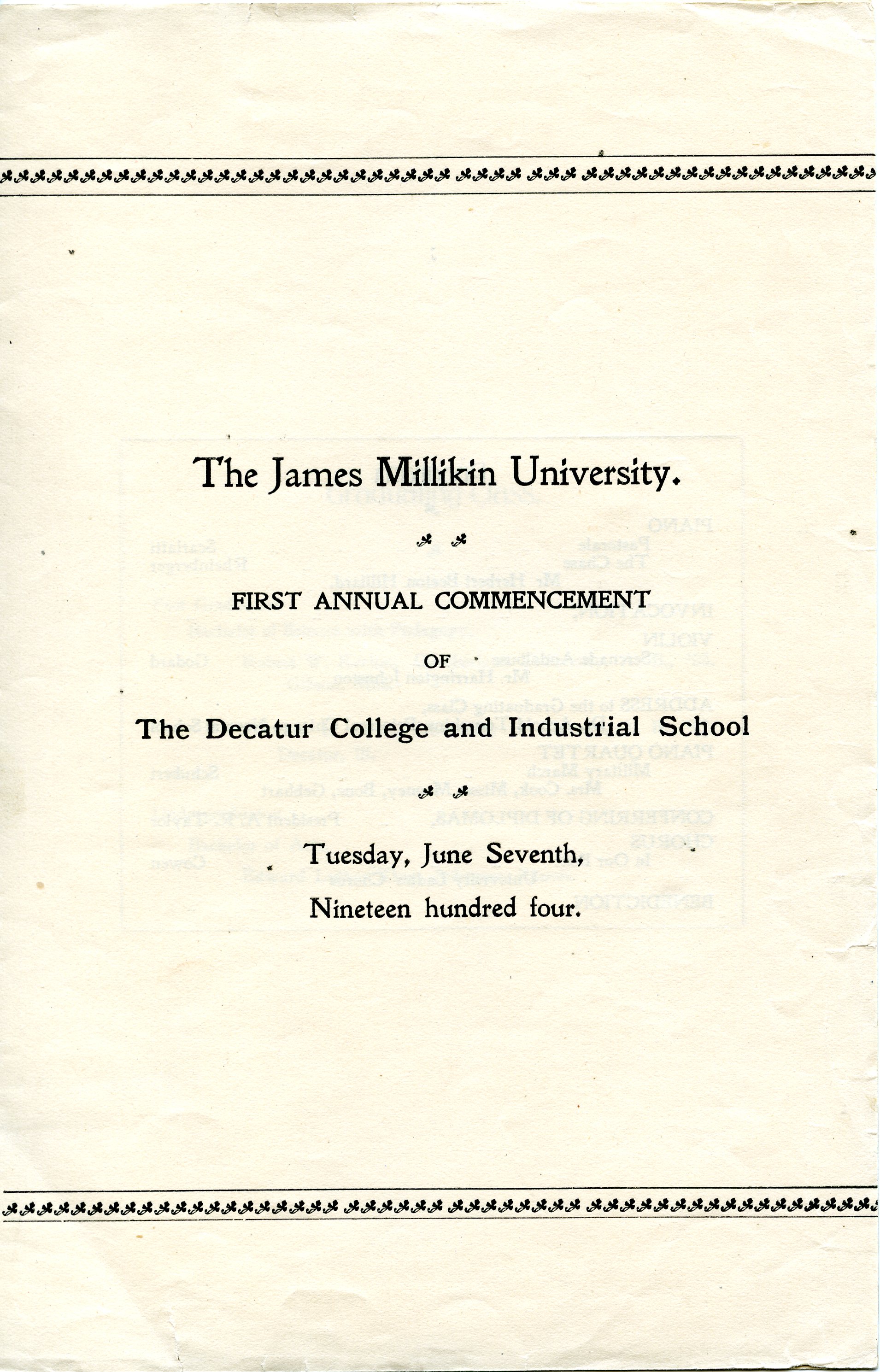 1904 Commencement program cover