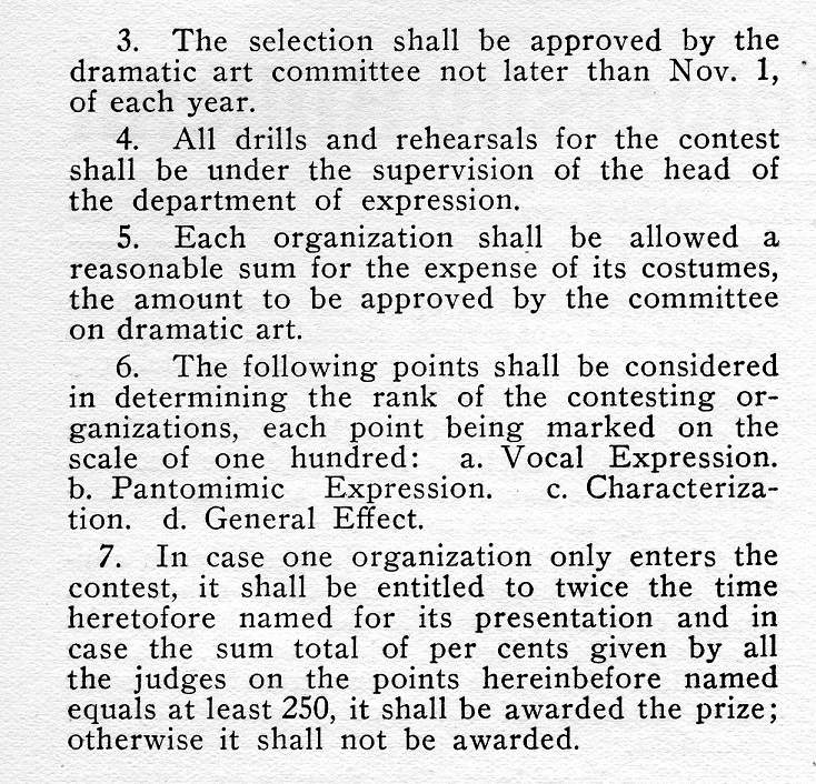 1905 Millikin University Bulletin, Dramatic Art Prize Rules