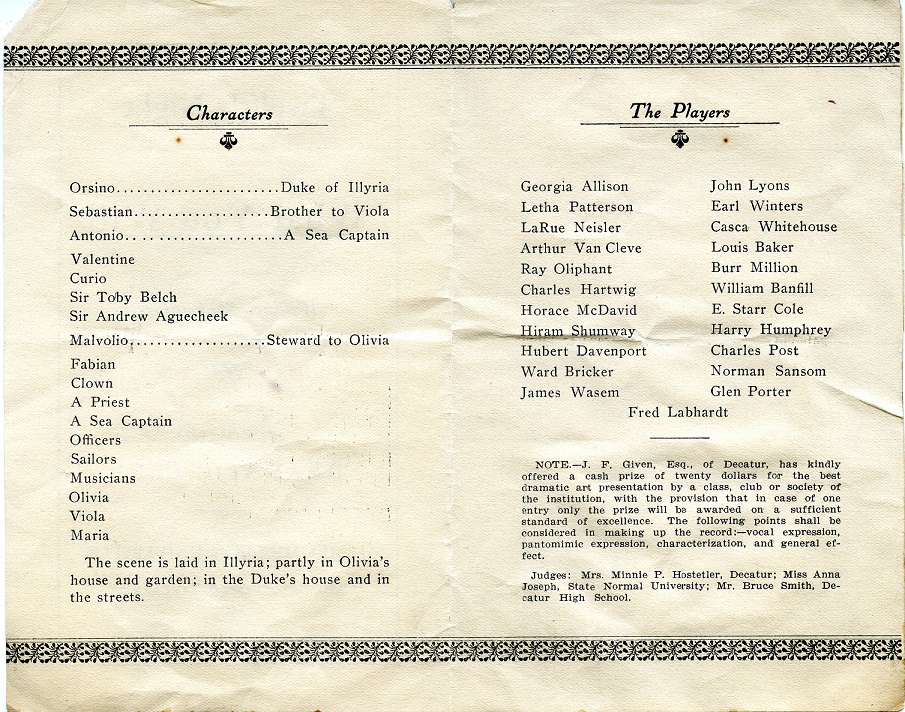 Twelfth Night program, 1907