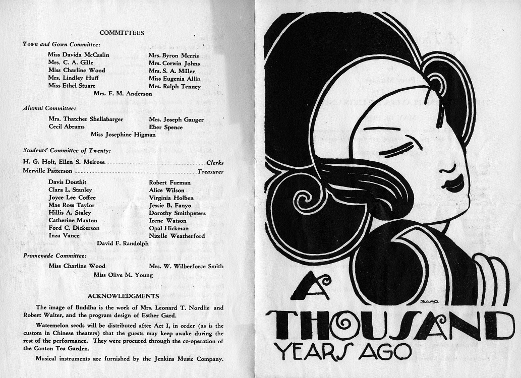 1929 Play Program for A Thousand Years Ago by the Vagabond Players