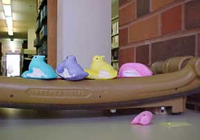 photo of Peeps having paper cutter accident