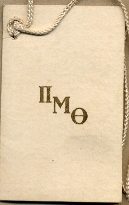 1921 Pi Mu Theta dance card