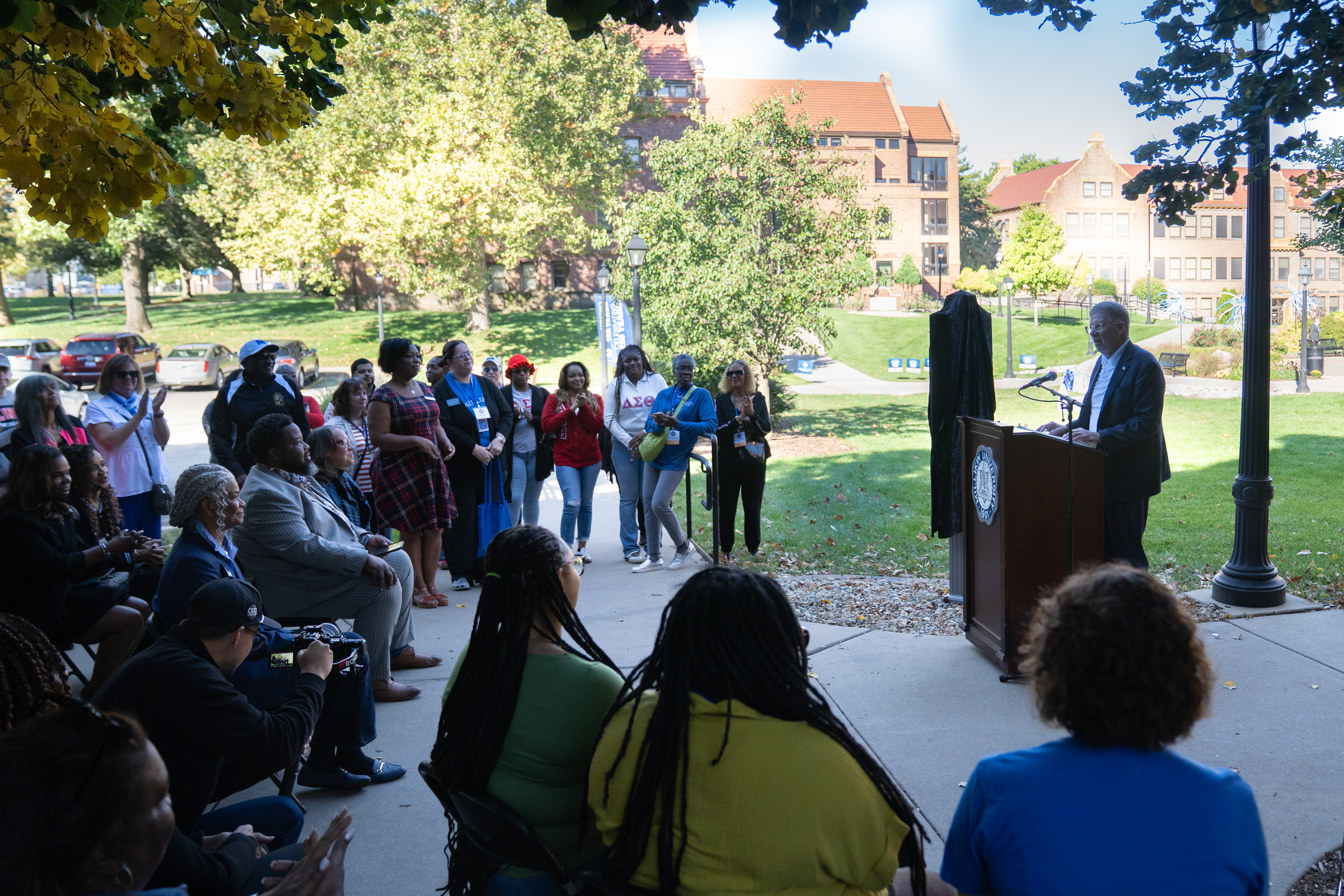 President Pribbenow speaking to a crowd