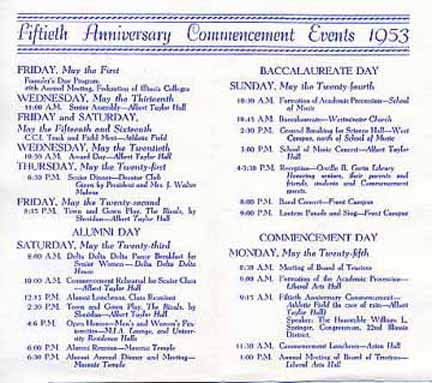Commencement events for class of 1953