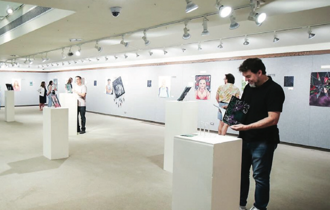 students showcasing art