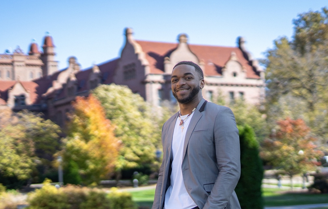 student outside Tabor