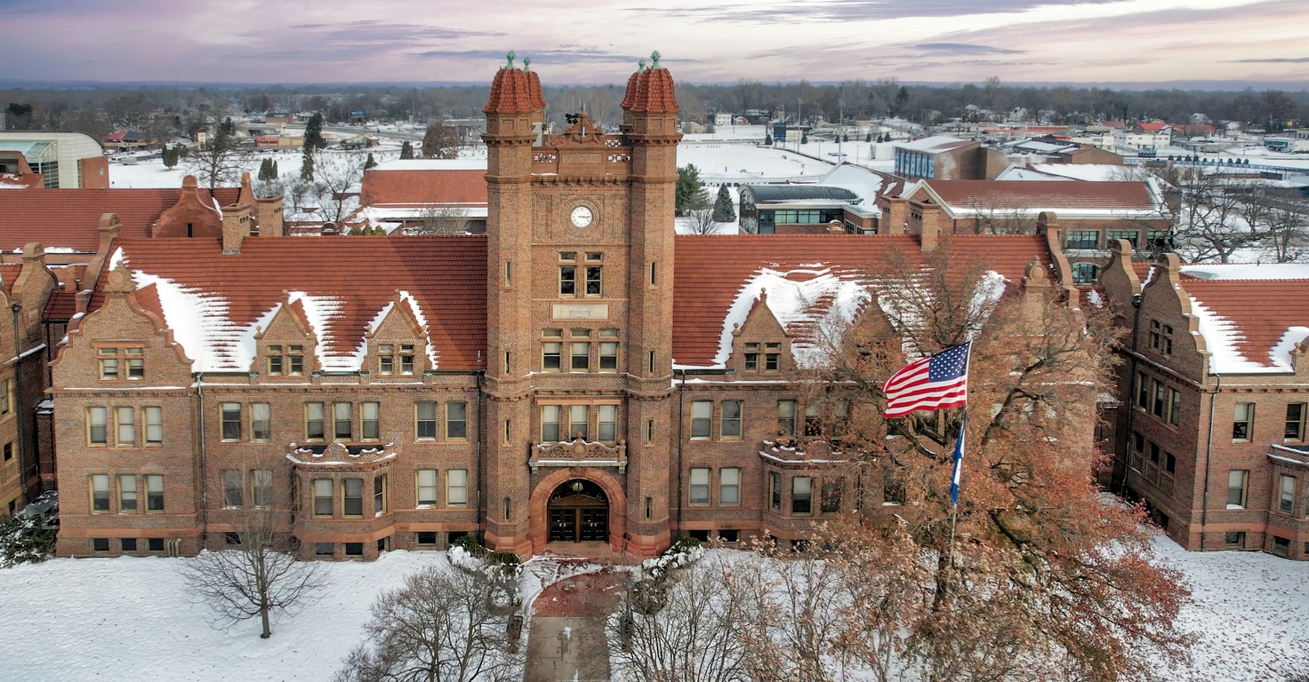 Winter campus drone
