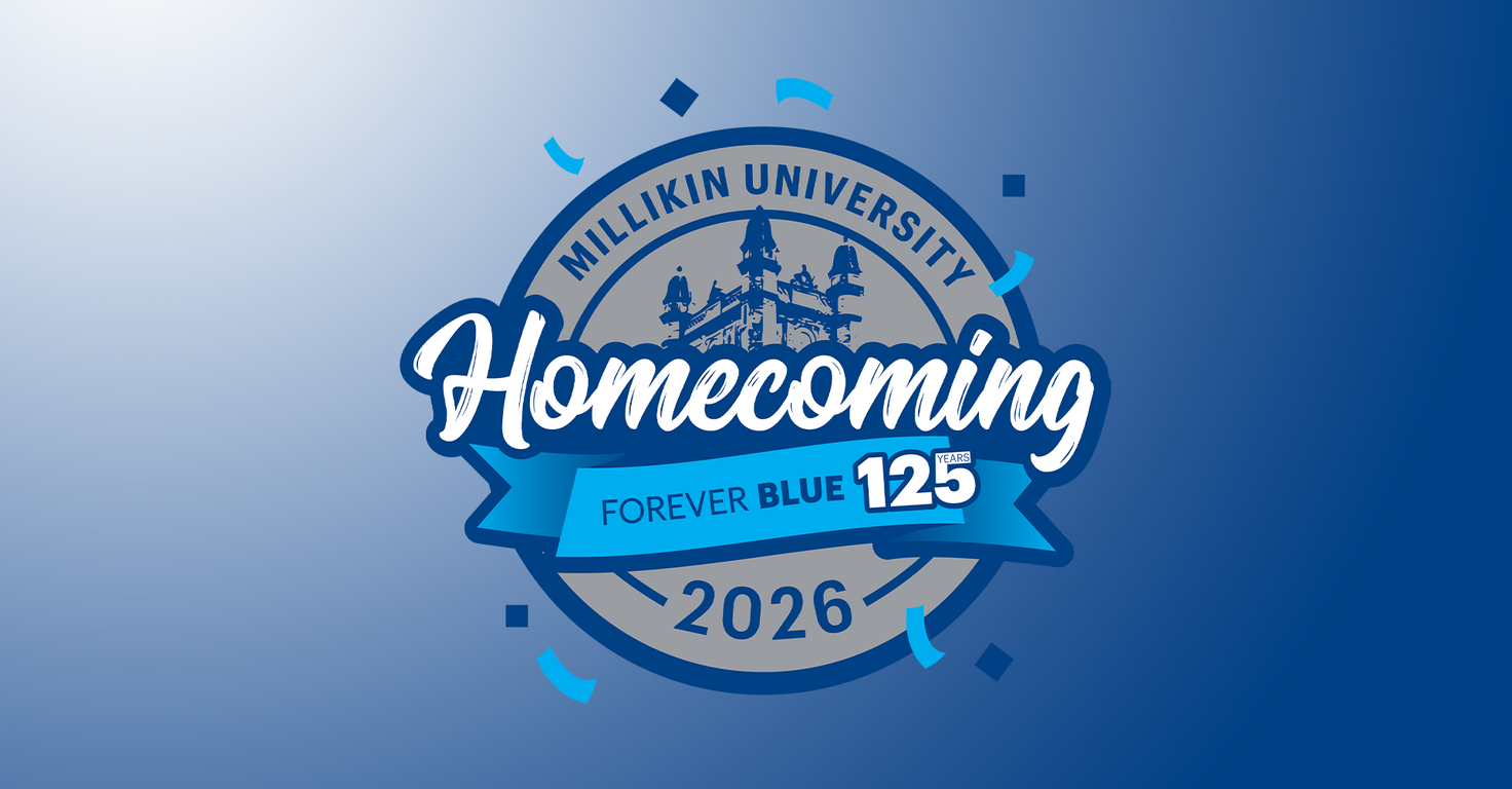 Millikin University Forever Blue 125 Anniversary Homecoming 2026 Logo