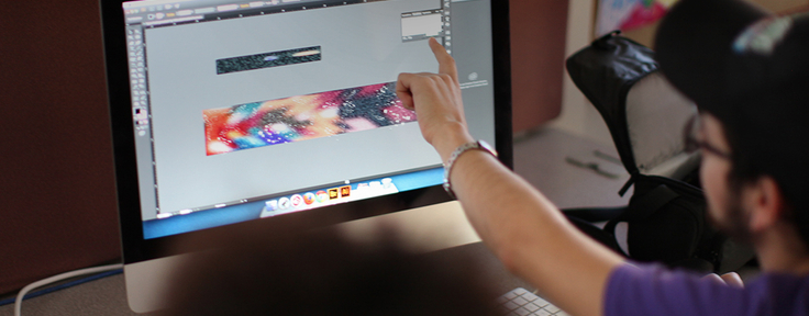 student editing an image