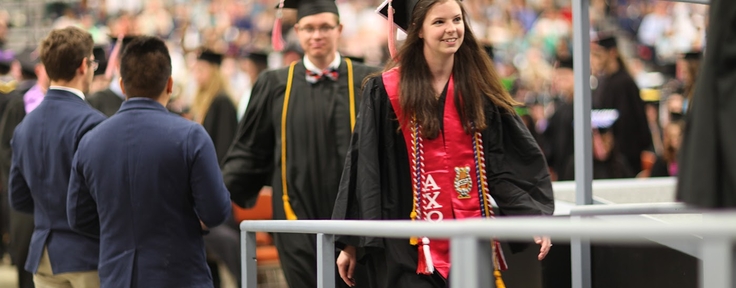Graduating students walking