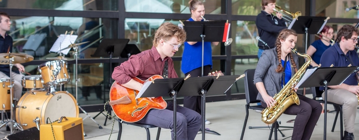 Students playing instruments