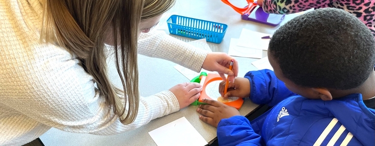 student teaching young child