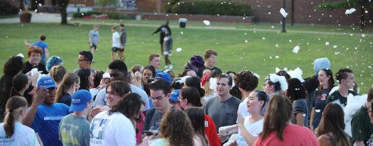 students at foam party