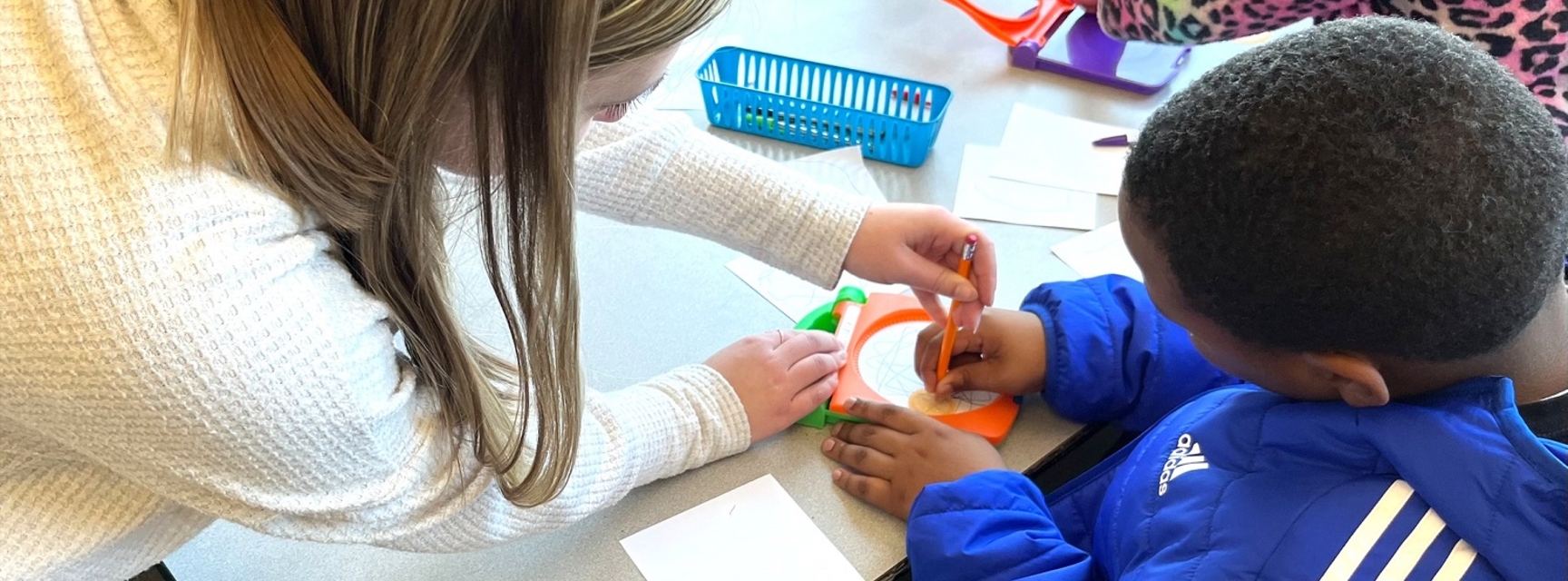 student teaching young child