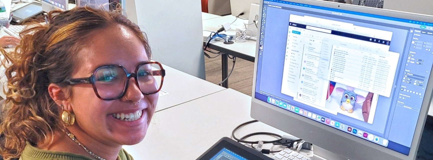 Student working with computer