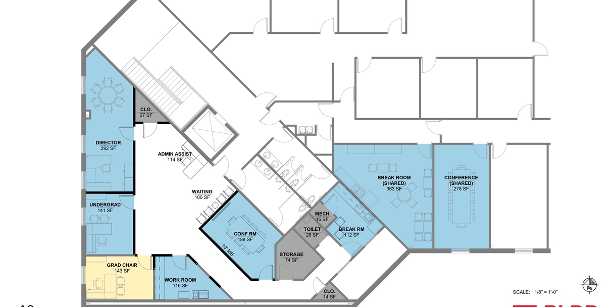 Floor plan for nursing sim lab