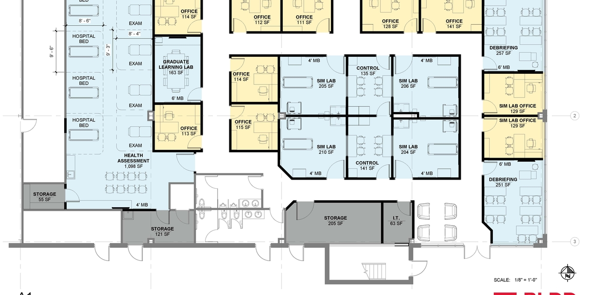 Floor plan for nursing sim lab