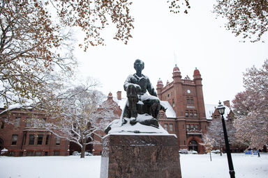 Lincoln statue in the snow