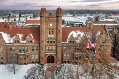 Winter campus drone