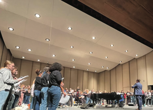 Students singing in a choir