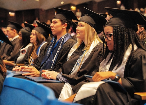 students at commencement