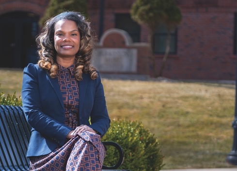 Karen Broaders sitting on a bench