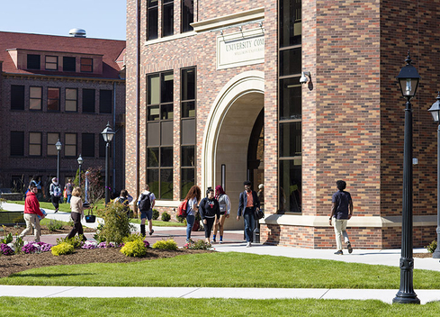 University Commons with students outside