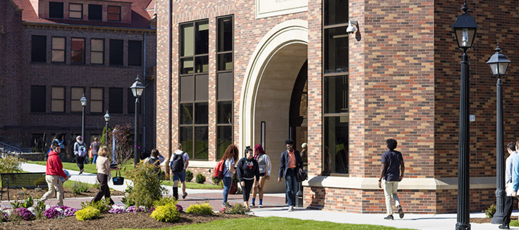 University Commons with students outside