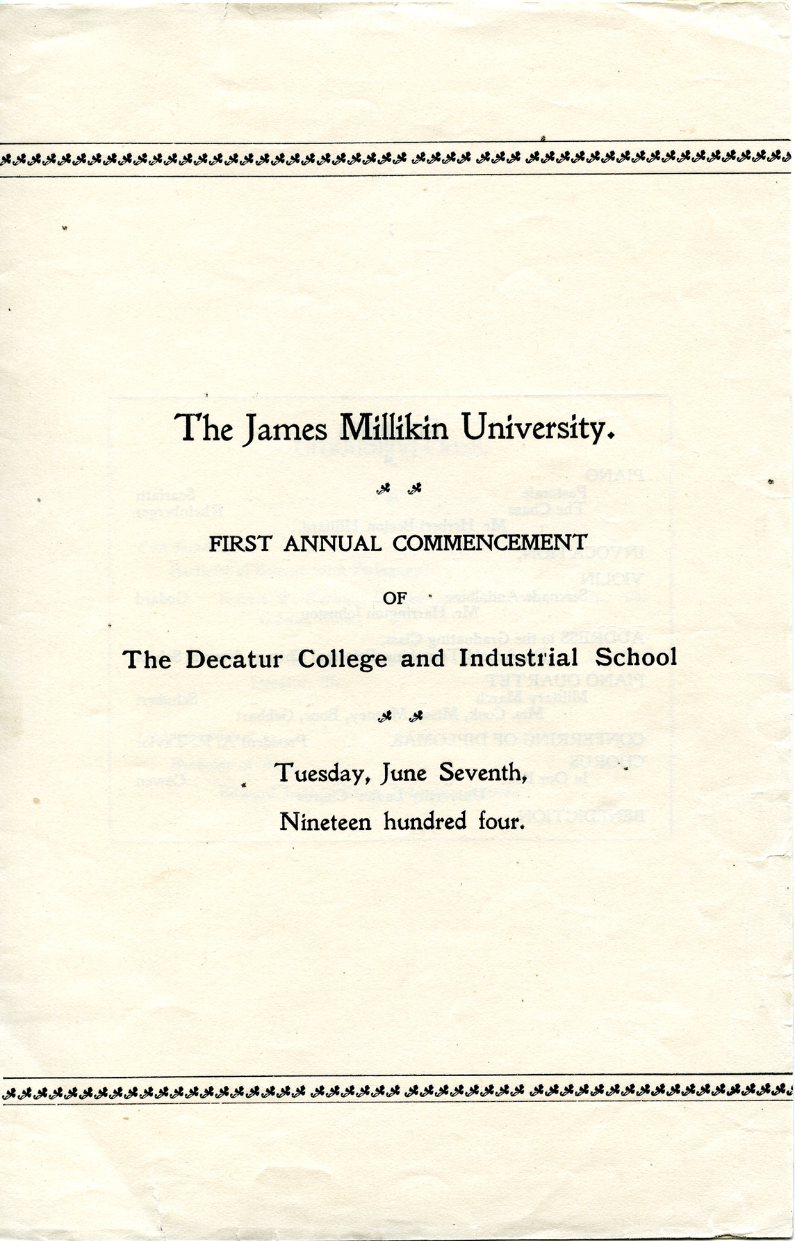 1904 Commencement program cover