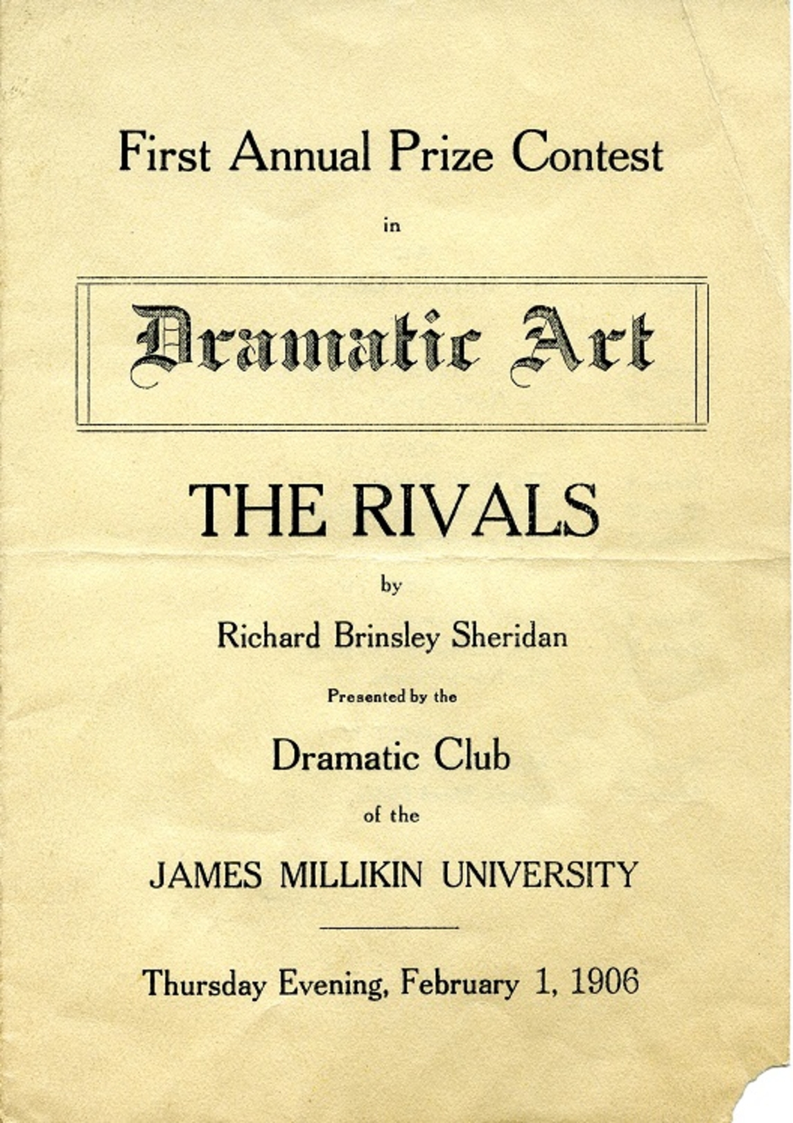 The Rivals play program, 1906