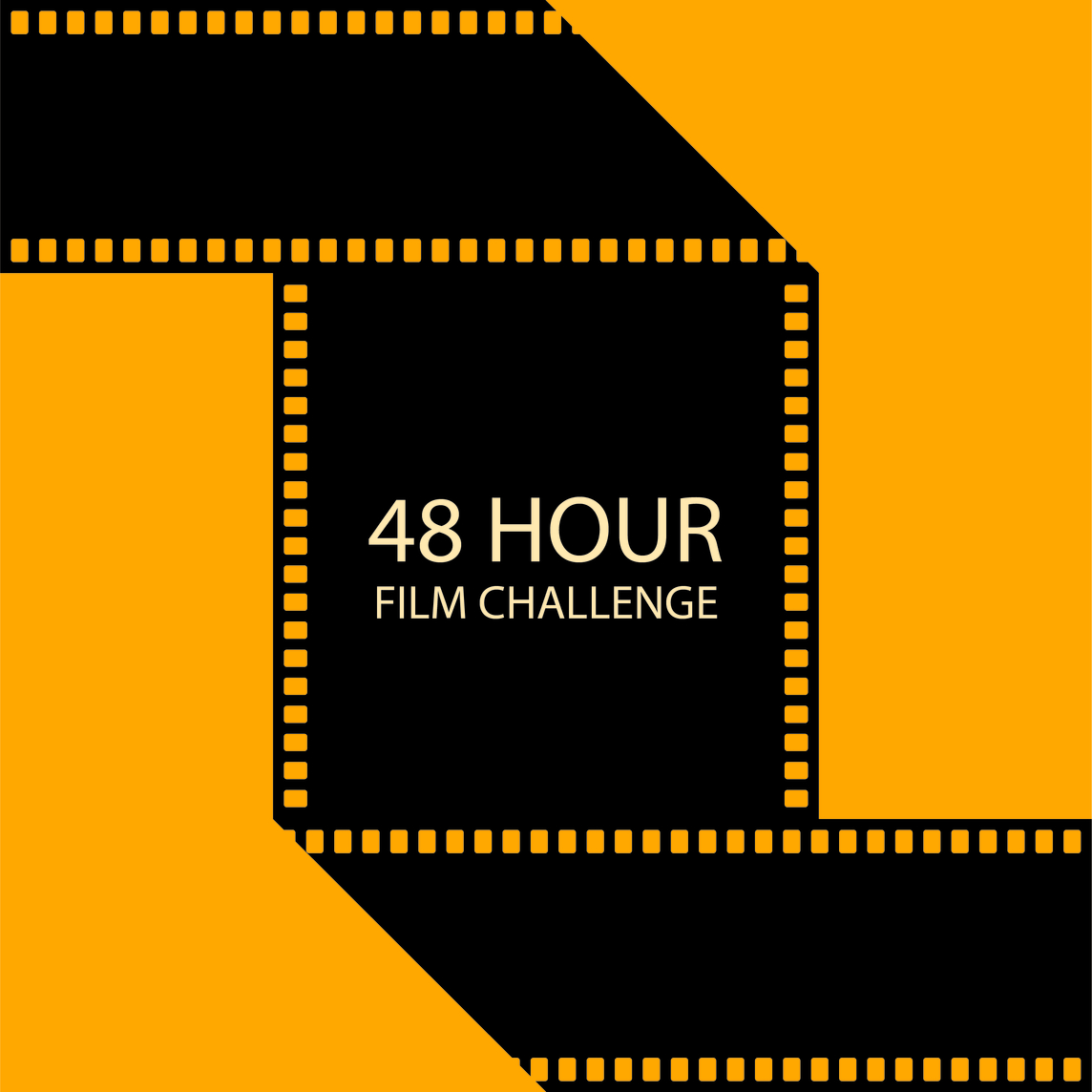 Graphic image of film on yellow background. Text says &quot;48 hour film challenge.&quot;