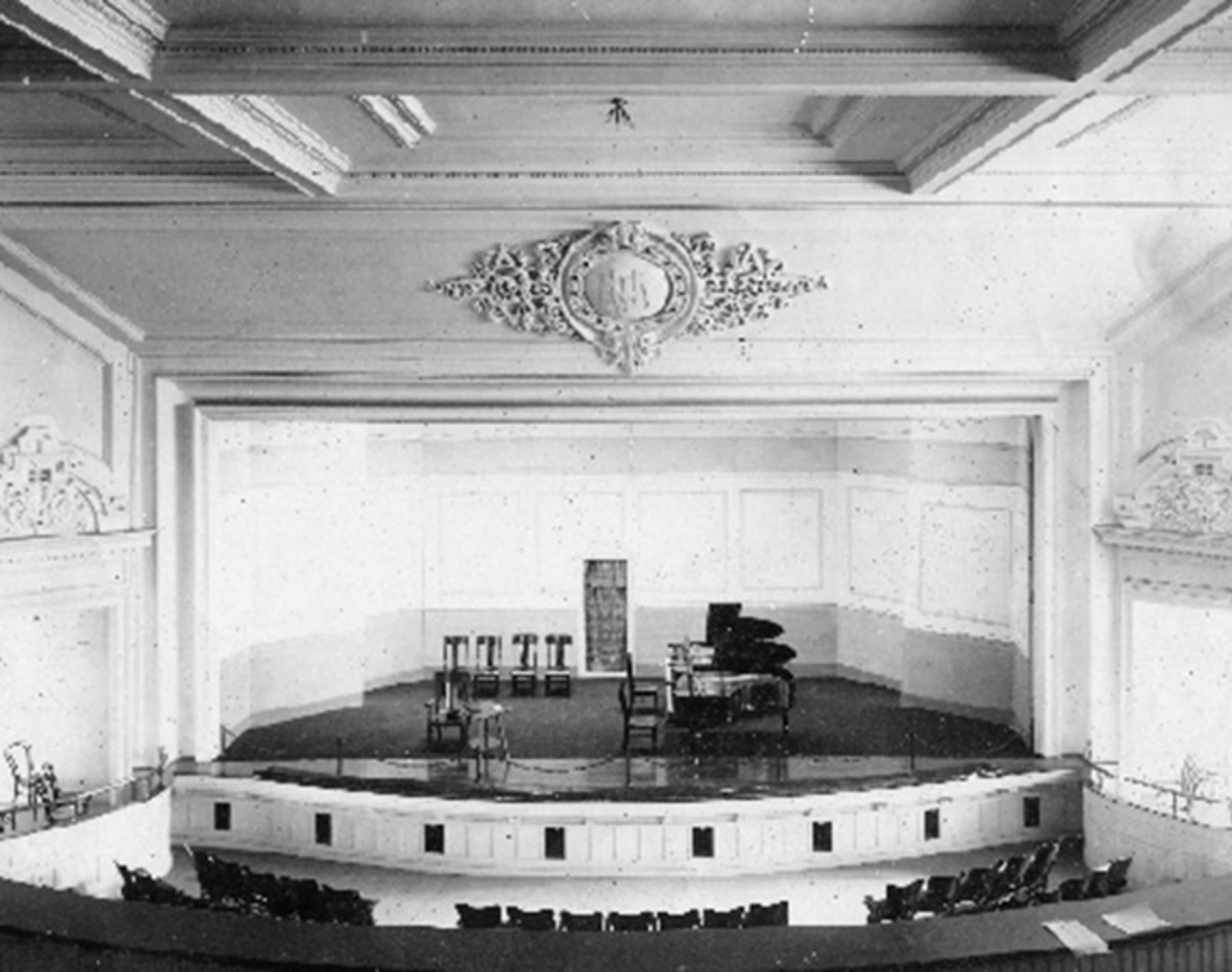 Early photo of theatre stage