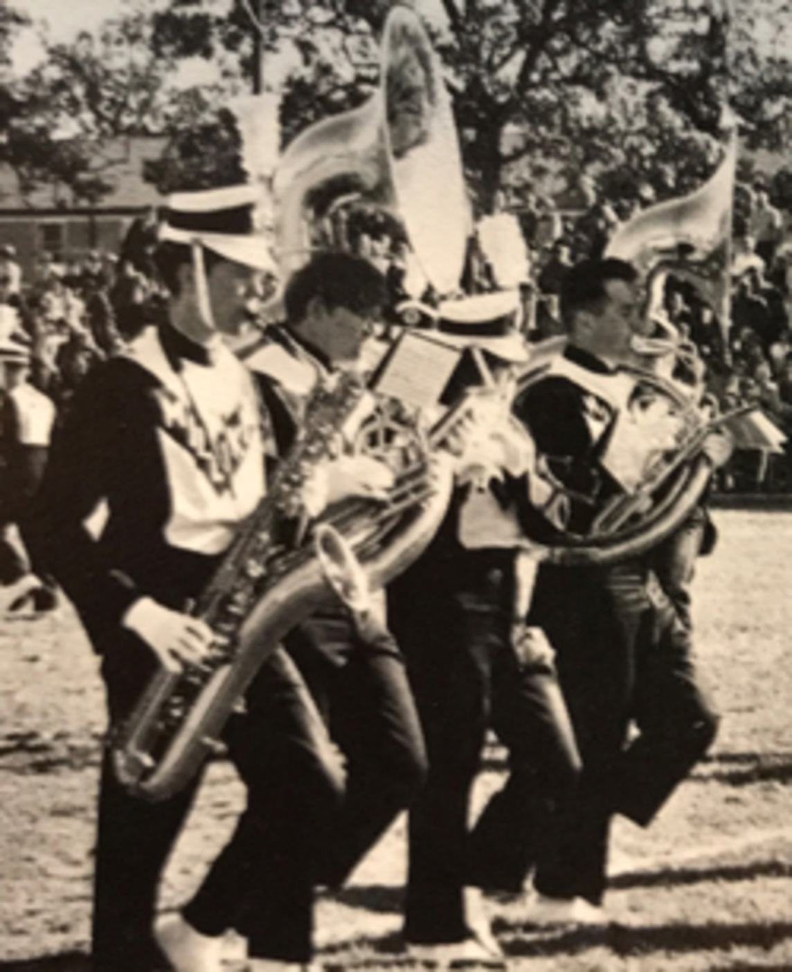 1967 Homecoming game halftime show with the Millikin Marching Band.