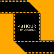 Graphic image of film on yellow background. Text says &quot;48 hour film challenge.&quot;
