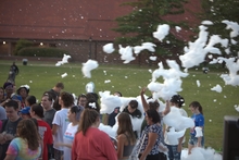 Students having a foam party